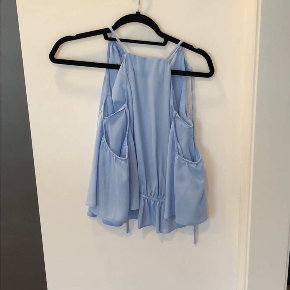 off the shoulder blue top